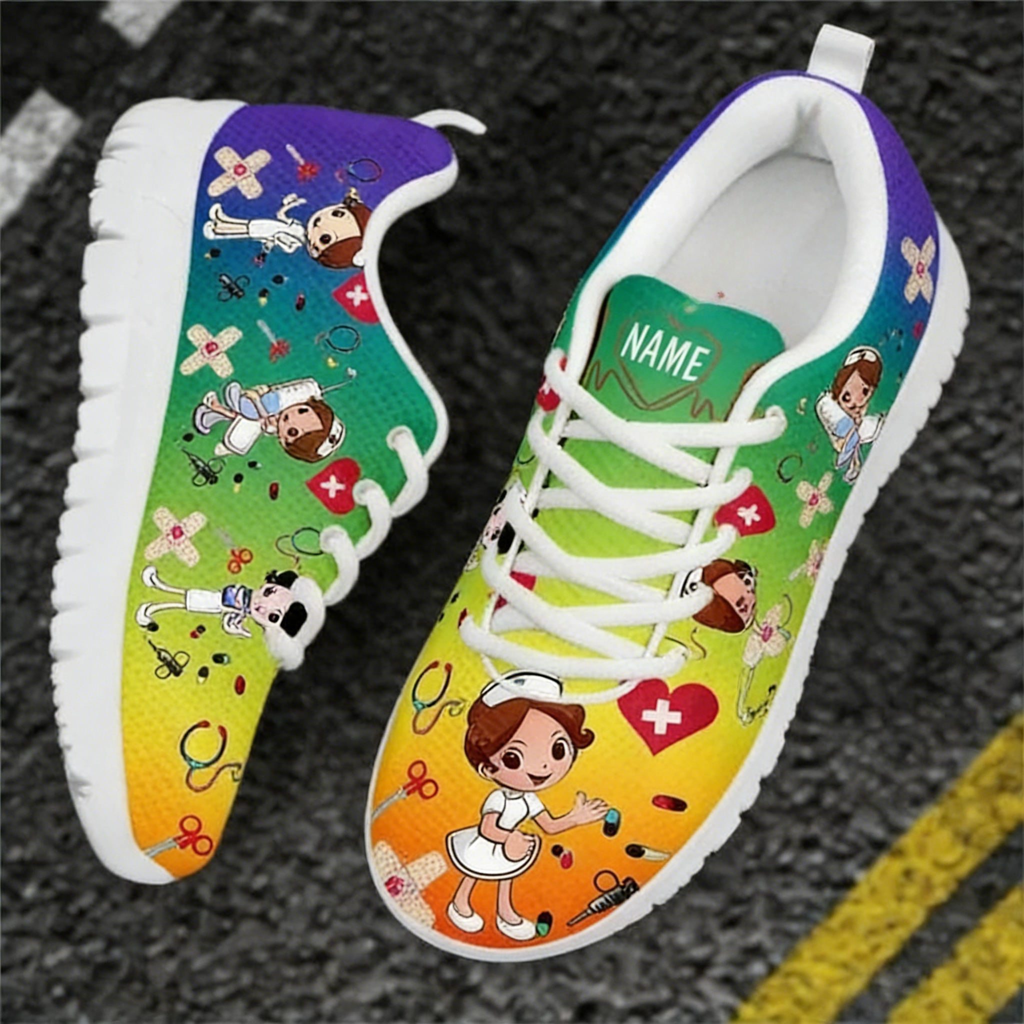 Colorful Cartoon Nurse Sneaker - đánh giá và giá Men Shoes Name